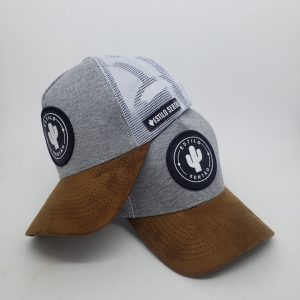 Boné Truck Estilo Sertão Trucker Aba Curva Cinza com Marrom