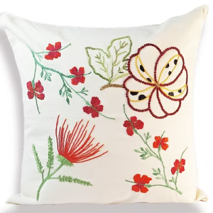 Capa de almofada Flores do Cerrado – 45×45 bordada à mão