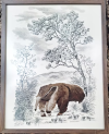 Quadro com moldura Tamandúa – Tamanho 47×27 cm bordado à mão